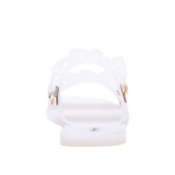 !! NEW !! Jelly Slide Sandals with Chain Detail in Matte White - Picture 8 of 11